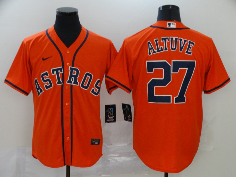 Men Houston Astros #27 Altuve Orange Nike Game MLB Jerseys